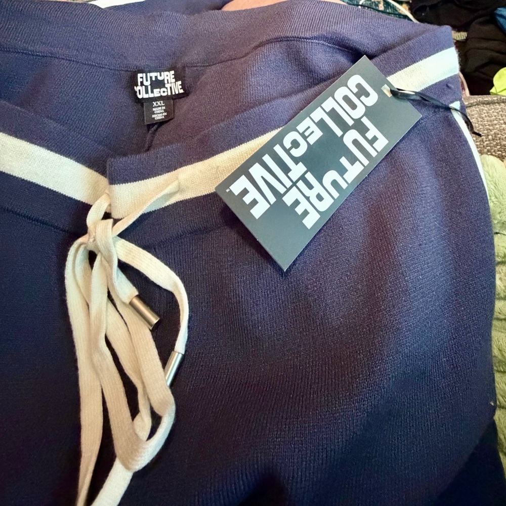 Future Collective Navy Sweat Pants with White Accents.    New.